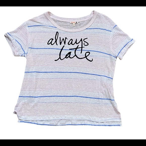 Anthropologie Sundry Always Late Striped Linen Tee Size XS - Picture 1 of 4